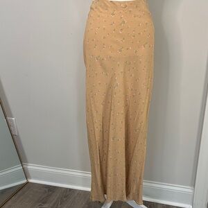 wild fable Light Camel Maxi Skirt with Pink Floral Print